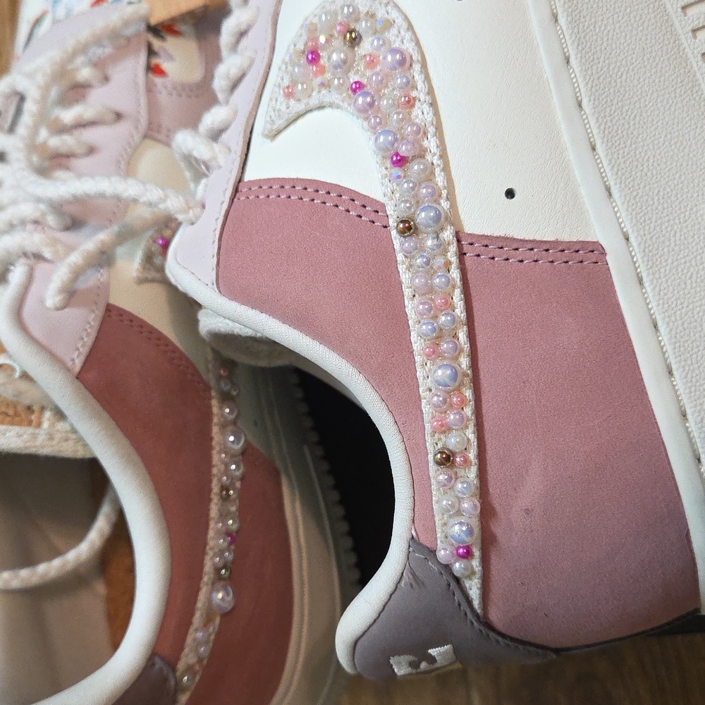 Nike AF1 Mushroom Sneakers Size 10 Added Bling - Picture 9 of 16
